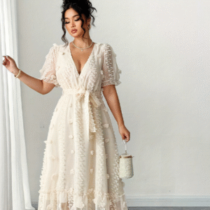 Embroidered Halter Neck Backless Long Dress