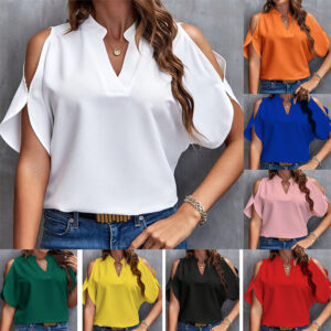 V-neck off-the-shoulder sleeve women's top