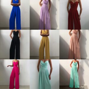 Sleeveless Strapless Jumpsuit with Straight Leg